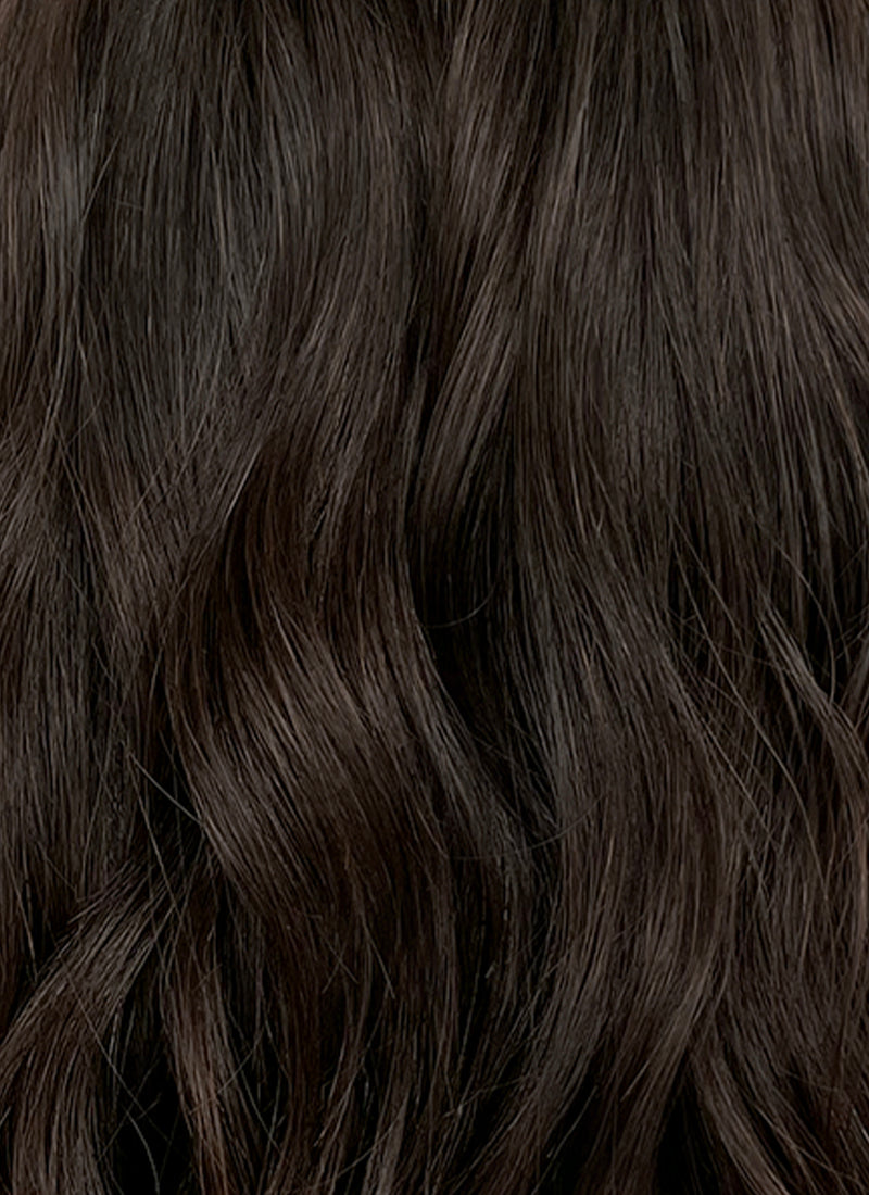 12" Medium Wavy Natural Black Lace Front Natural Hair Wig HHA008