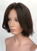 11" Short Wavy Natural Black Lace Front Natural Hair Wig HHA009