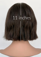 11" Short Wavy Natural Black Lace Front Natural Hair Wig HHA009