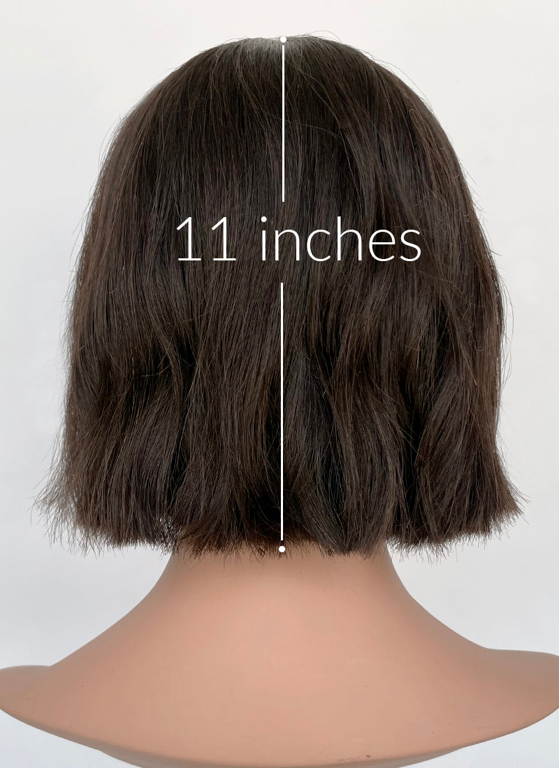 11" Short Wavy Natural Black Lace Front Natural Hair Wig HHA009