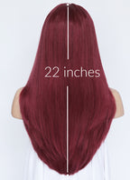 22" Long Straight Wine Red Lace Front Natural Hair Wig HHA010