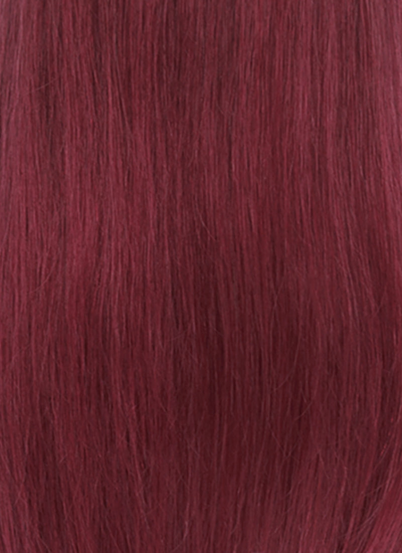 22" Long Straight Wine Red Lace Front Natural Hair Wig HHA010