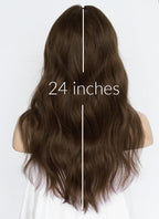 24" Long Wavy Brown Lace Front Natural Hair Wig HHA011