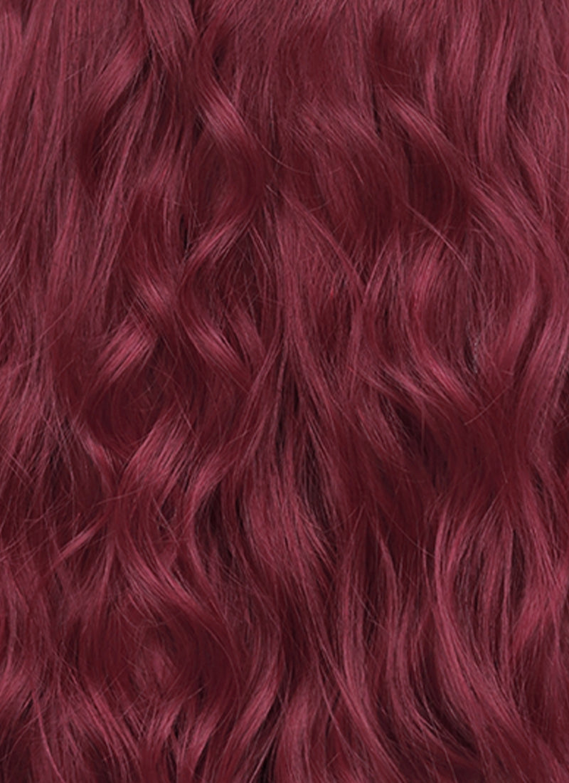 21" Long Wavy Wine Red Lace Front Natural Hair Wig HHA012