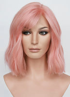 12" Medium Wavy Pastel Pink Lace Front Natural Hair Wig HHA013