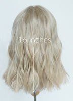 16" Medium Wavy Ash Blonde Lace Front Natural Hair Wig HHA014