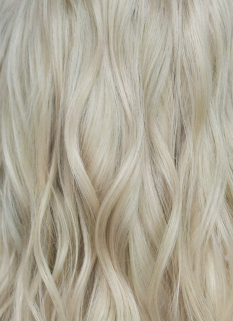 16" Medium Wavy Ash Blonde Lace Front Natural Hair Wig HHA014
