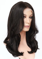 20" Long Wavy Black Lace Front Natural Hair Wig HHA016