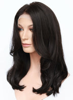 20" Long Wavy Black Lace Front Natural Hair Wig HHA016