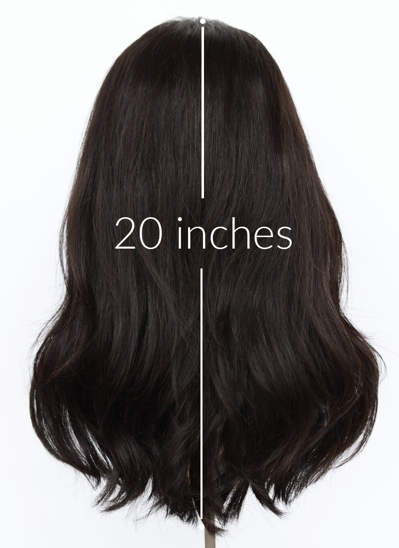 20" Long Wavy Black Lace Front Natural Hair Wig HHA016