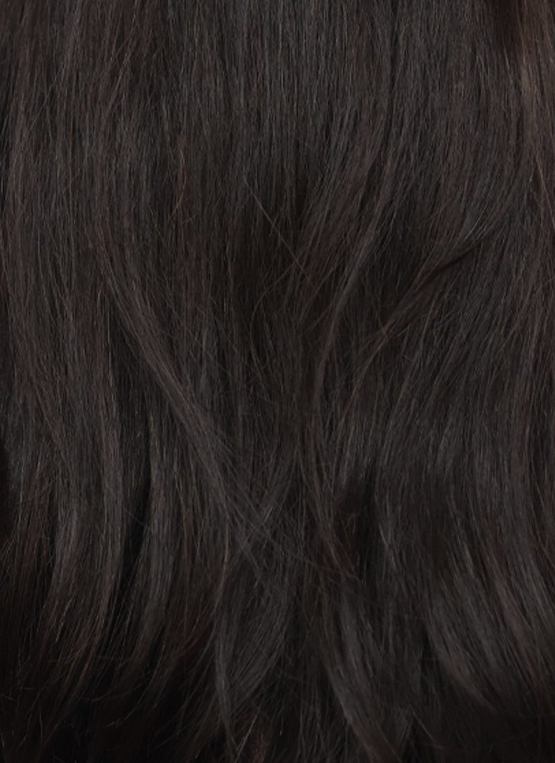 20" Long Wavy Black Lace Front Natural Hair Wig HHA016