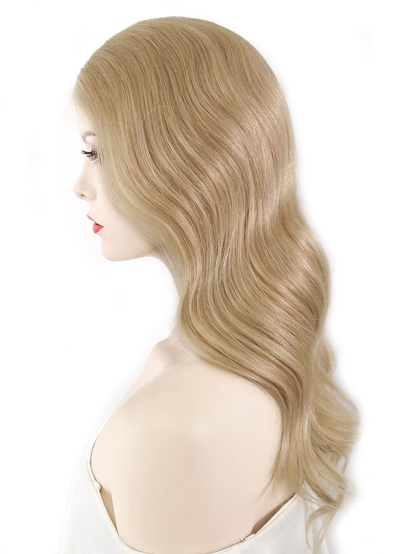 16" Long Wavy Dirty Blonde Lace Front Remy Natural Hair Wig HH108