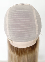 18" Long Straight Mixed Blonde With Dark Roots Lace Front Remy Natural Hair Wig HHW005