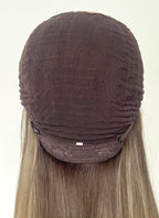 18" Long Straight Balayage Blonde Ombre Lace Front With Silk Top Remy Natural Hair Wig HHW008