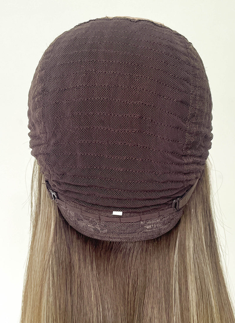 18" Long Straight Balayage Blonde Ombre Lace Front With Silk Top Remy Natural Hair Wig HHW008