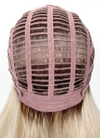 Blonde With Dark Roots Straight Mono Top Lace Synthetic Wig MN001