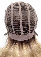 Mixed Blonde With Dark Roots Straight Mono Top Lace Synthetic Wig MN002