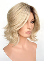 Blonde With Dark Roots Wavy Mono Top Lace Synthetic Wig MN003
