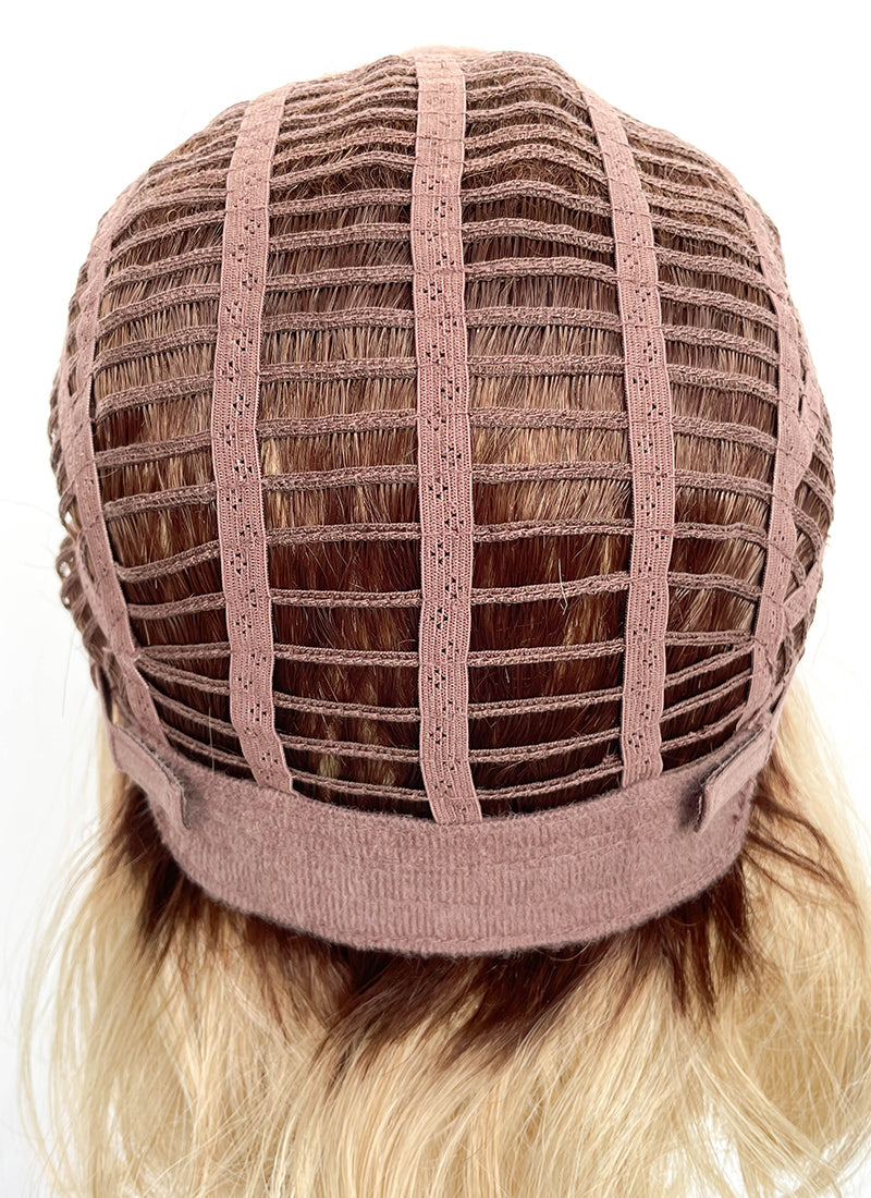 Blonde With Dark Roots Wavy Mono Top Lace Synthetic Wig MN003