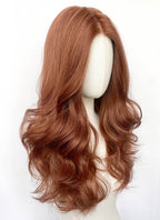 Auburn Wavy Mono Top Lace Synthetic Wig MN004