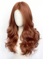Auburn Wavy Mono Top Lace Synthetic Wig MN004