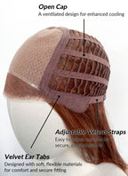 Auburn Wavy Mono Top Lace Synthetic Wig MN004