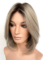Balayage Blonde With Dark Roots Straight Mono Top Lace Synthetic Wig MN005