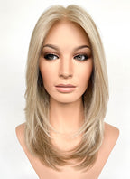 Mixed Blonde Straight Mono Top Lace Synthetic Wig MN006