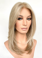 Mixed Blonde Straight Mono Top Lace Synthetic Wig MN006