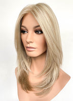 Mixed Blonde Straight Mono Top Lace Synthetic Wig MN006