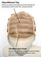Mixed Blonde Straight Mono Top Lace Synthetic Wig MN006