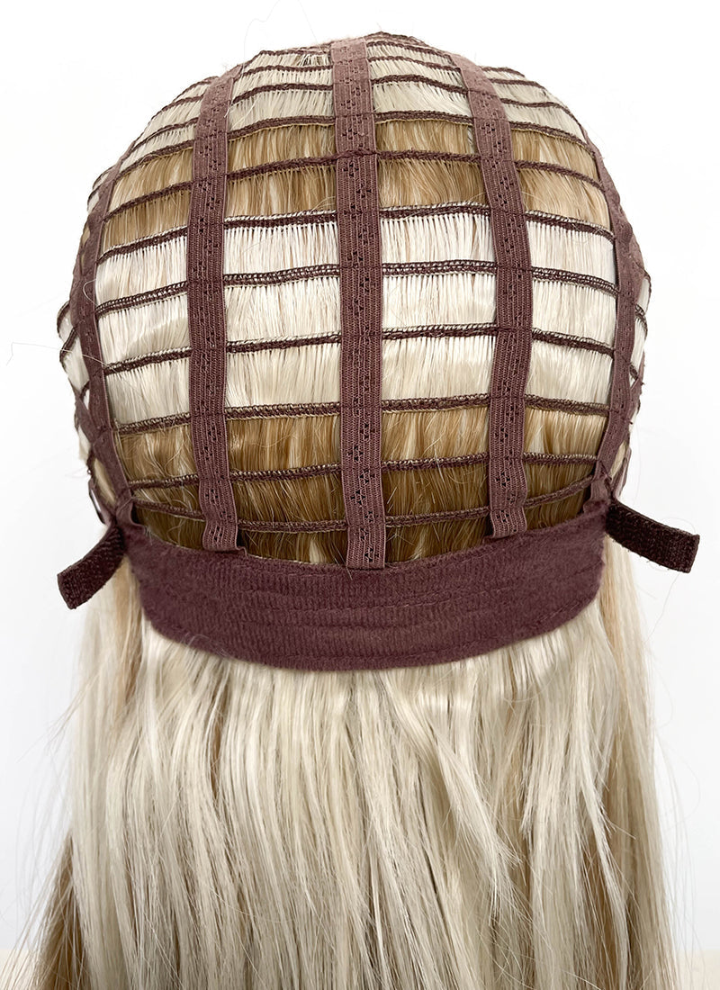 Blonde With Dark Roots Wavy Mono Top Lace Synthetic Wig MN007
