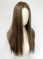Brown Mixed Blonde Straight Mono Top Lace Synthetic Wig MN008