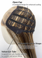 Brown Mixed Blonde Straight Mono Top Lace Synthetic Wig MN008