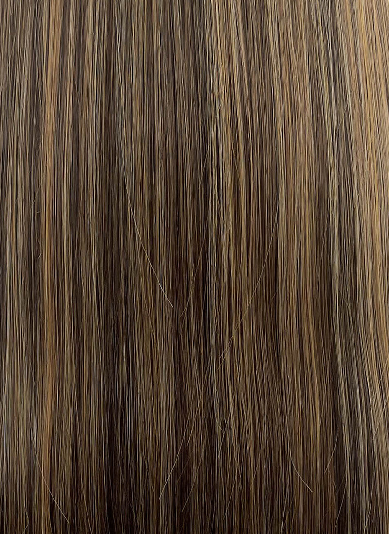 Brown Mixed Blonde Straight Mono Top Lace Synthetic Wig MN008
