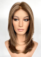 Brunette Straight Mono Top Lace Synthetic Wig MN009