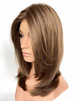 Brunette Straight Mono Top Lace Synthetic Wig MN009