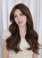 Brown Mixed Blonde Wavy Mono Top Kanekalon Lace Wig MN019