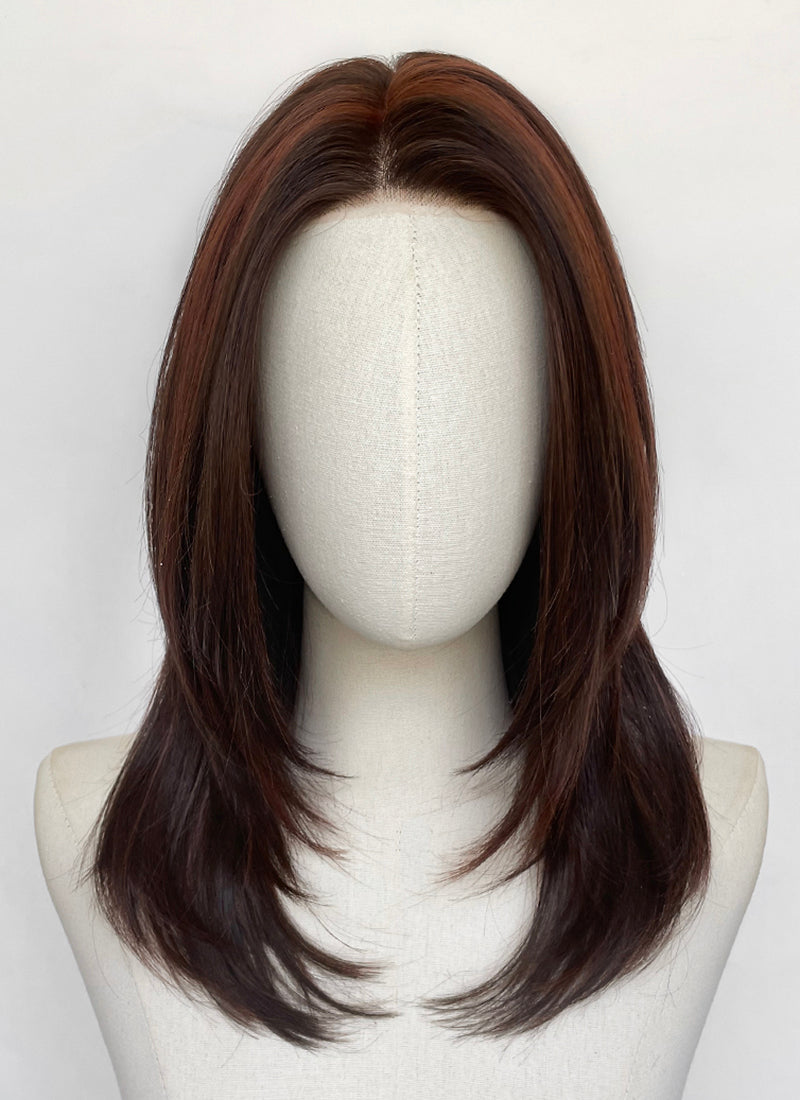 Mixed Brown Straight Mono Top Kanekalon Lace Wig MN024