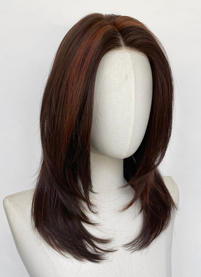 Mixed Brown Straight Mono Top Kanekalon Lace Wig MN024