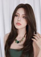 Brunette Straight Mono Top Kanekalon Lace Wig MN025