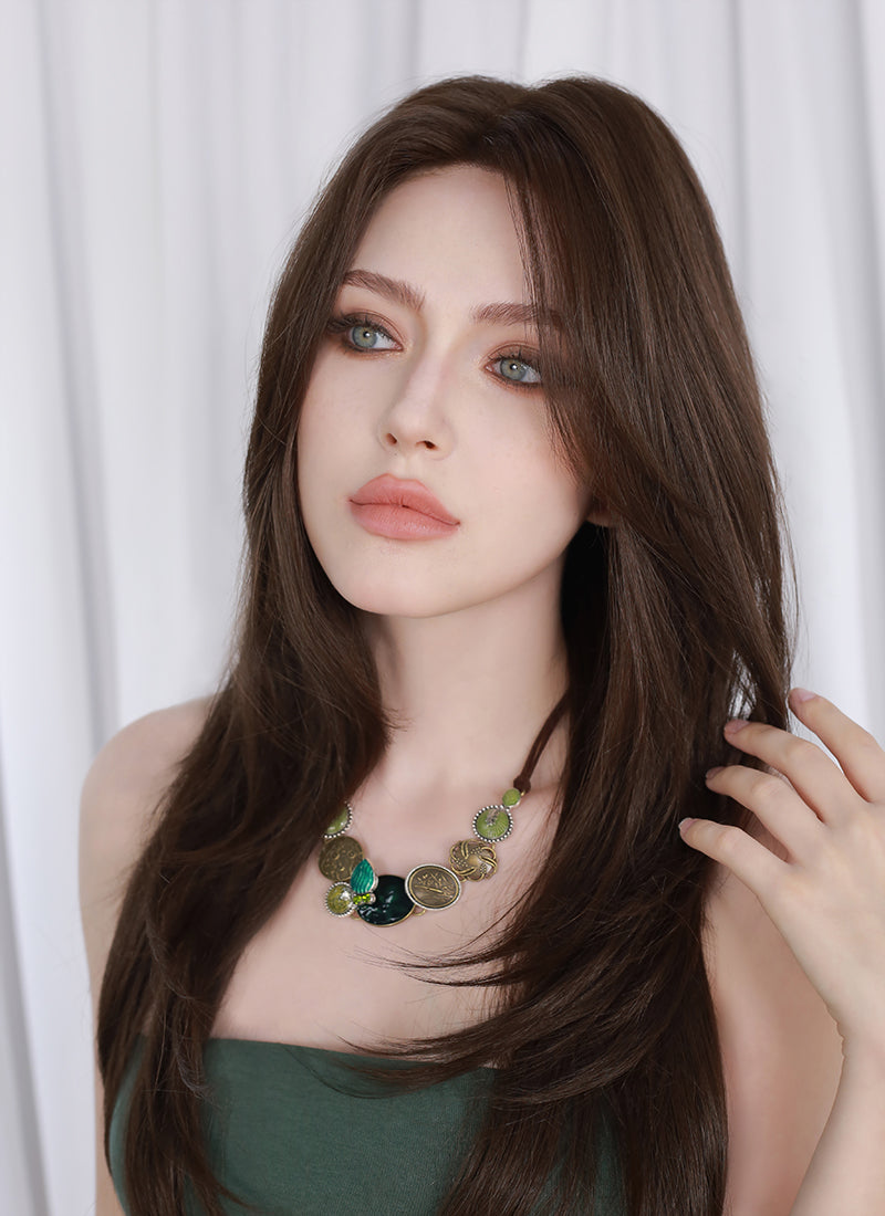 Brunette Straight Mono Top Kanekalon Lace Wig MN025