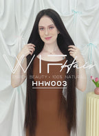 36" Extra Long Straight Black Lace Front Remy Natural Hair Wig HHW003