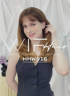 18" Long Straight With Bangs Two Tone Brown Lace Front Remy Natural Hair Wig HHW016