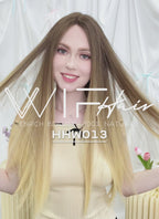 26" Long Straight Brown Blonde Ombre Lace Front With Silk Top Remy Natural Hair Wig HHW013