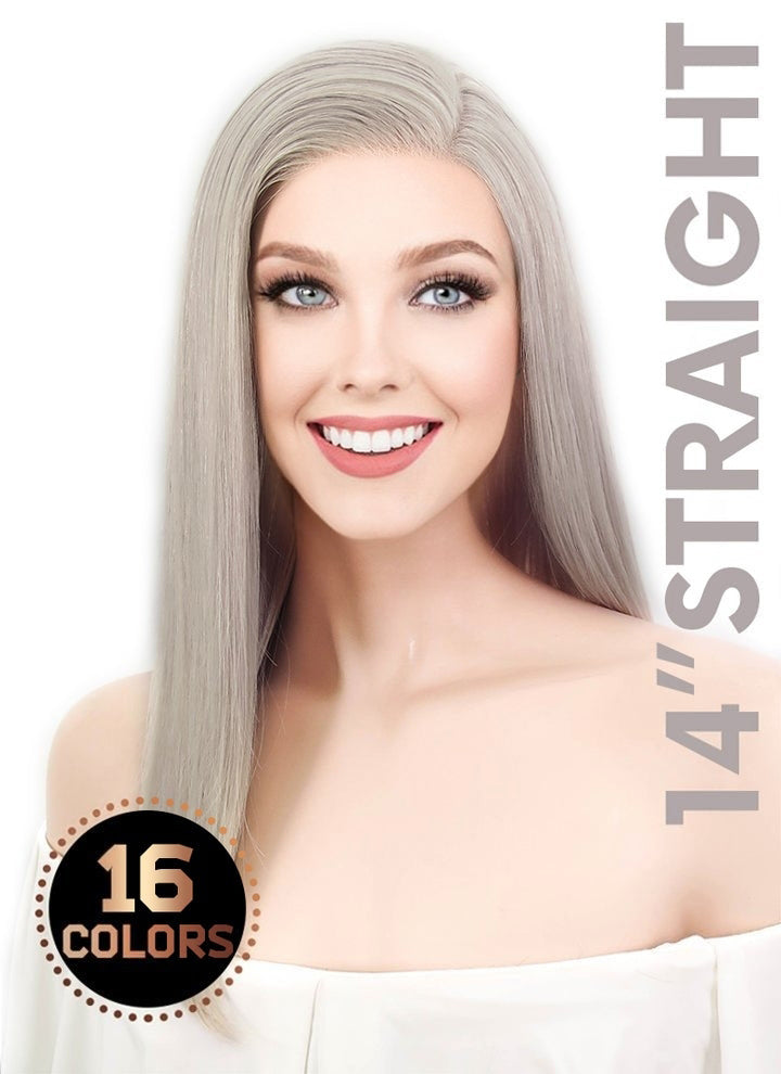 14" Medium Straight Lace Front Remy Natural Hair Wig