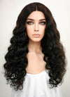 20" Long Curly Off Black Lace Front Remy Natural Hair Wig HH043