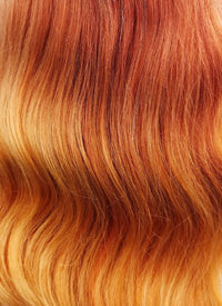 24" Long Wavy Two Tone Orange Lace Front Remy Natural Hair Wig HH096 - wifhair