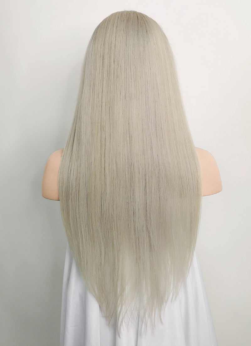 20" Long Straight Ash Blonde Lace Front Remy Natural Hair Wig HH103 - wifhair