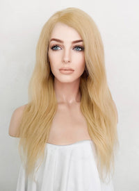 16" Long Curly Honey Blonde Lace Front Remy Natural Hair Wig HH124